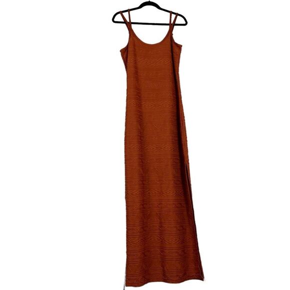 Vintage Burnt Orange Aztec Design Strappy Maxi Dress - Picture 1 of 10
